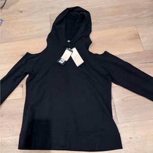 Calia Black Open Shoulder Hoodie Top